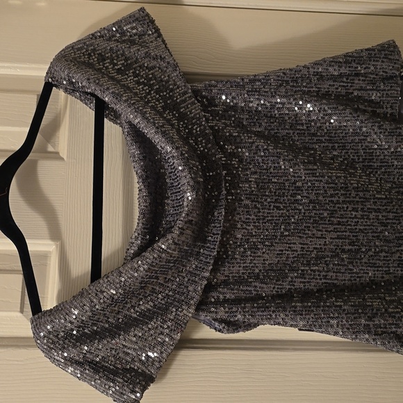PREMIER AMOUR BRAND WOMEN'S GRAY SEQUIN PARTY TOP SIZE LARGE - Picture 2 of 14